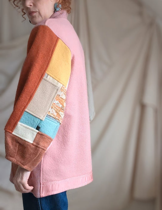 Vivianne Jacket with Upcycled Vintage Patchwork Wool Size M/L #VIVW5