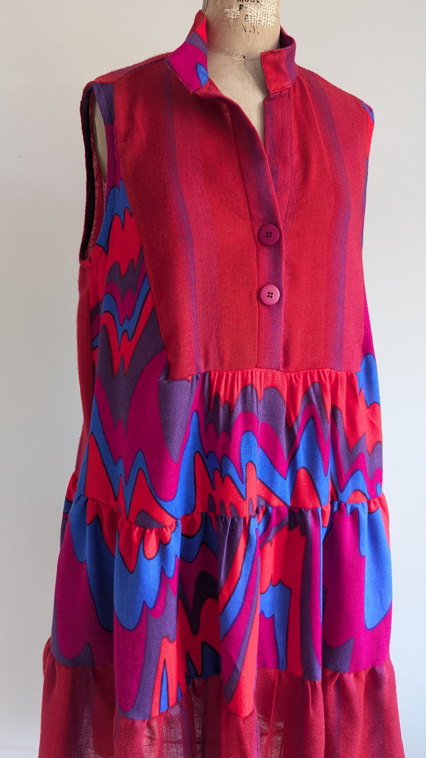 Carrie Dress - One of a Kind Upcycled & Vintage Textiles Size L/XL #CAR3