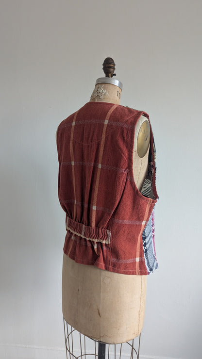 Margo Vest with Patchworked Upcycled Textiles M/L #MARGOV9