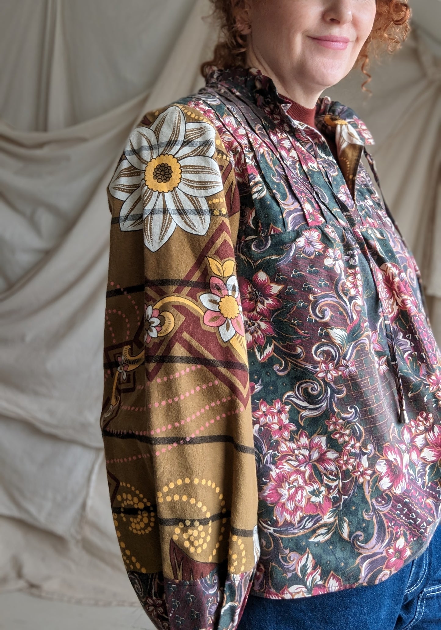 Meg Top with Upcycled Fabrics M/L #MEGTOP8