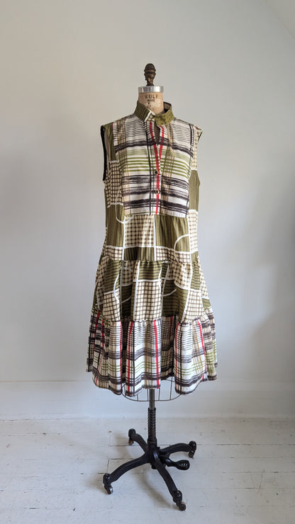 Carrie Dress - One of a Kind Upcycled & Vintage Textiles Size L/XL #CAR15