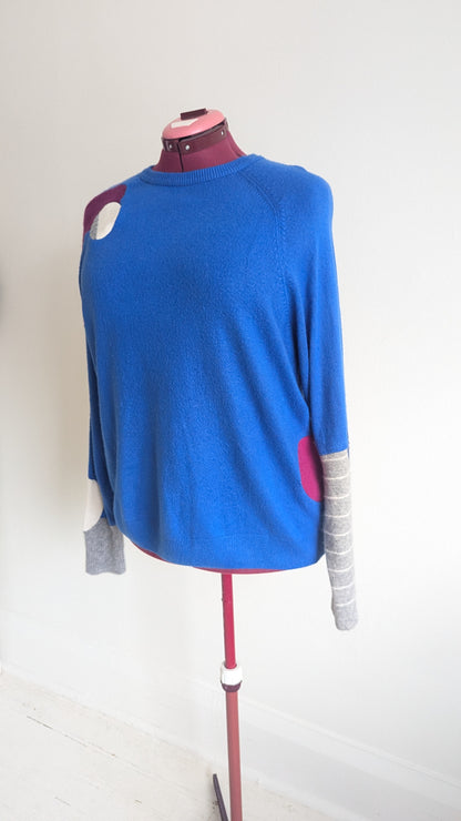 Abstract Art Patched Upcycled Cashmere Sweater 2X/3X #ART15