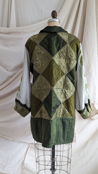 Inga Jacket with Vintage Barkcloth, Draperies and Quilt S/M #INGA13