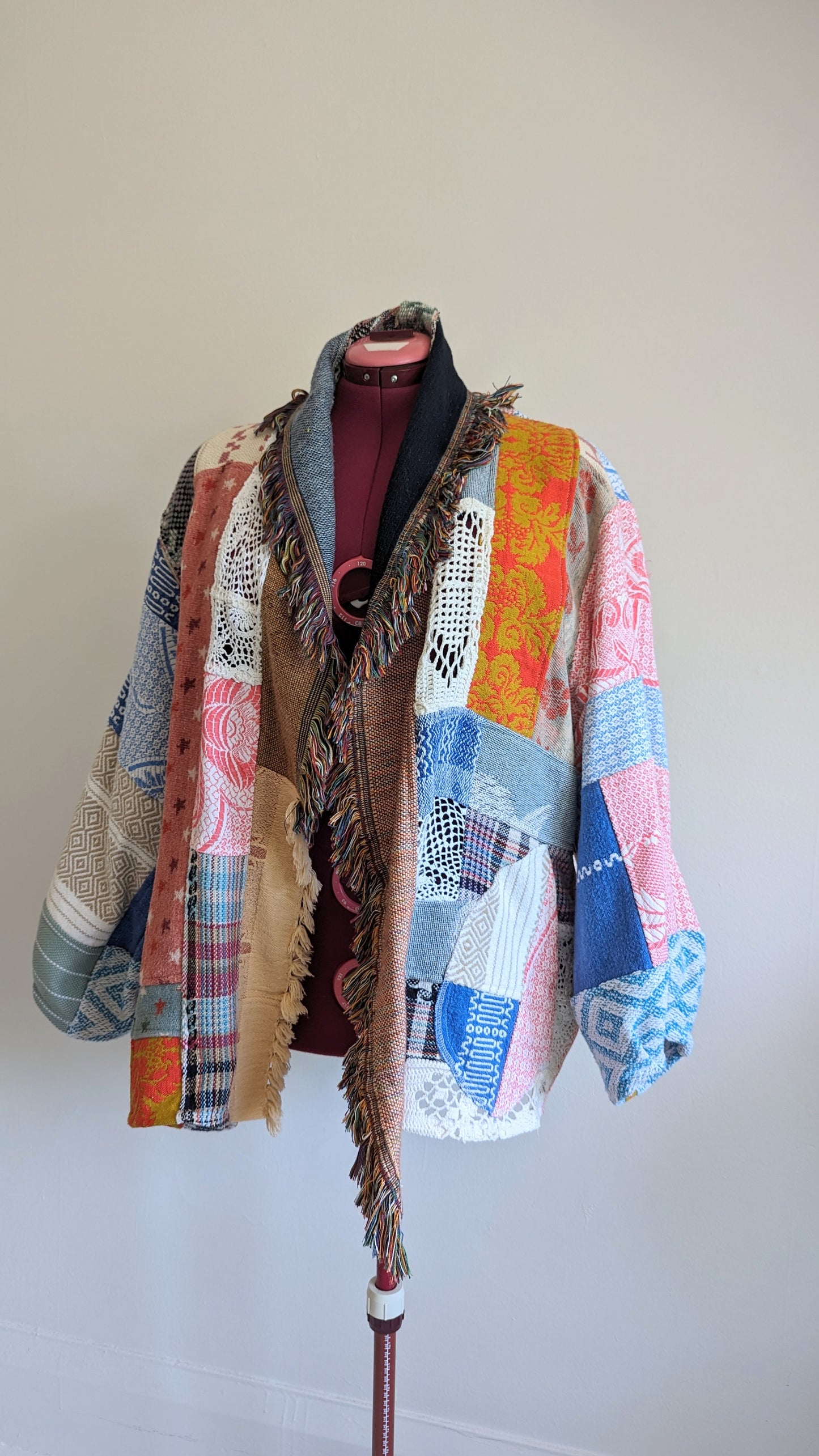 Vivianne Jacket with Upcycled Woven Throw Patchworked Size 2X/3X #VIVT2