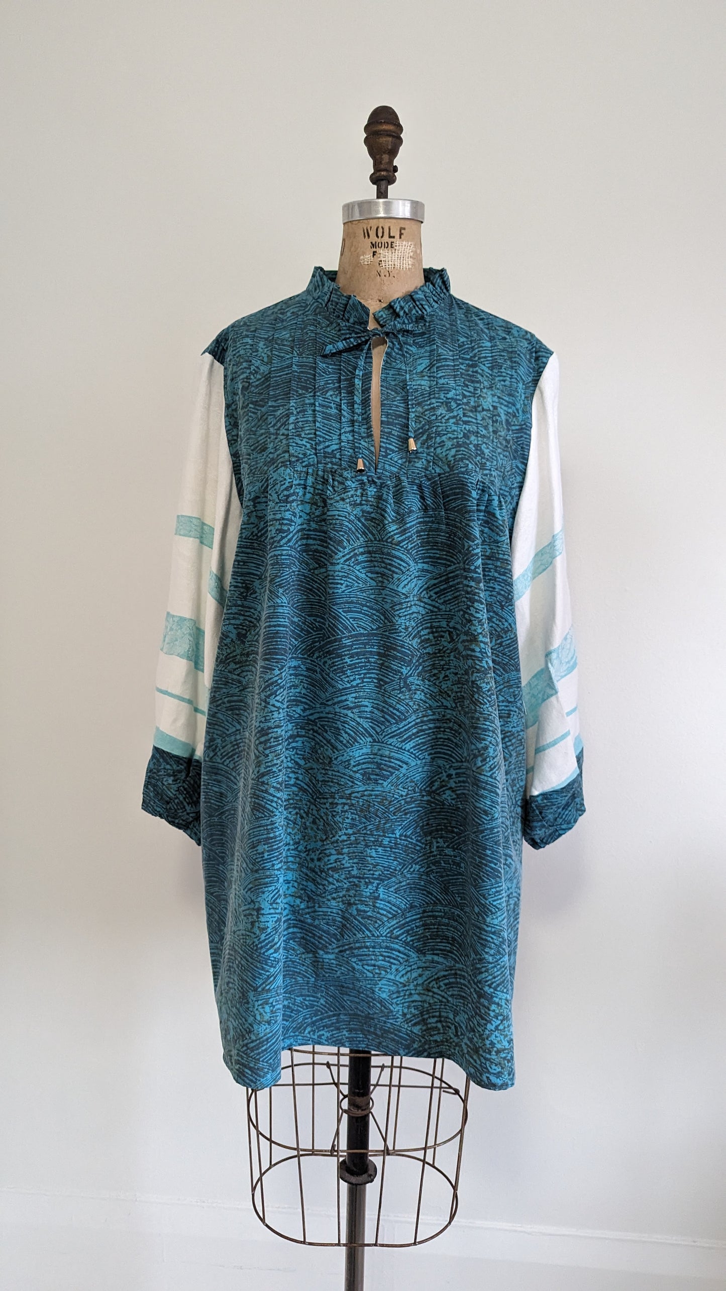 Meg Tunic with Vintage Tablecloth and Upcycled Cotton XL/2X #MEGTU3