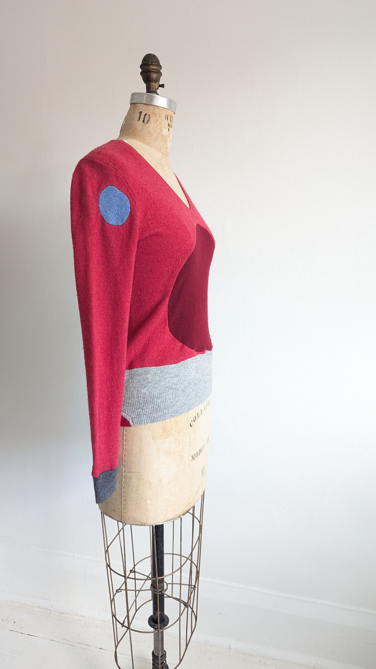 Abstract Art Patched Upcycled Cashmere Sweater XS/S #ART12