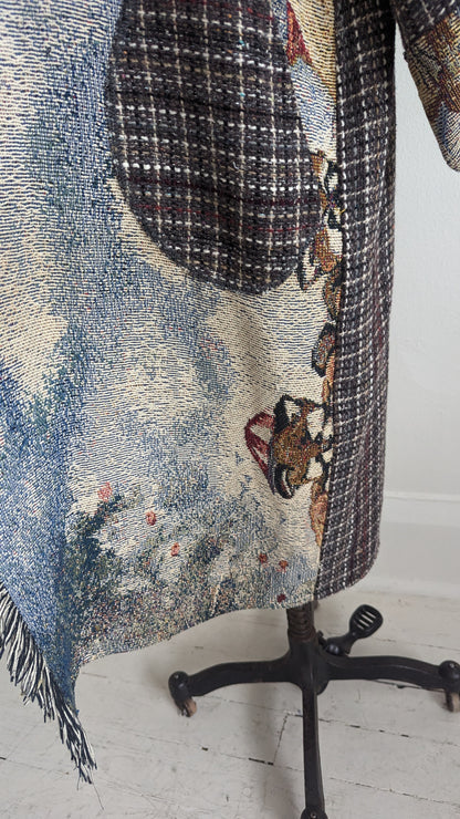 Vivianne Duster with Upcycled Throw Blanket & Tweed Size XL/2X #VIVC16