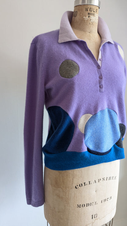 Abstract Art Patched Upcycled Cashmere Sweater Size M/L #ART13