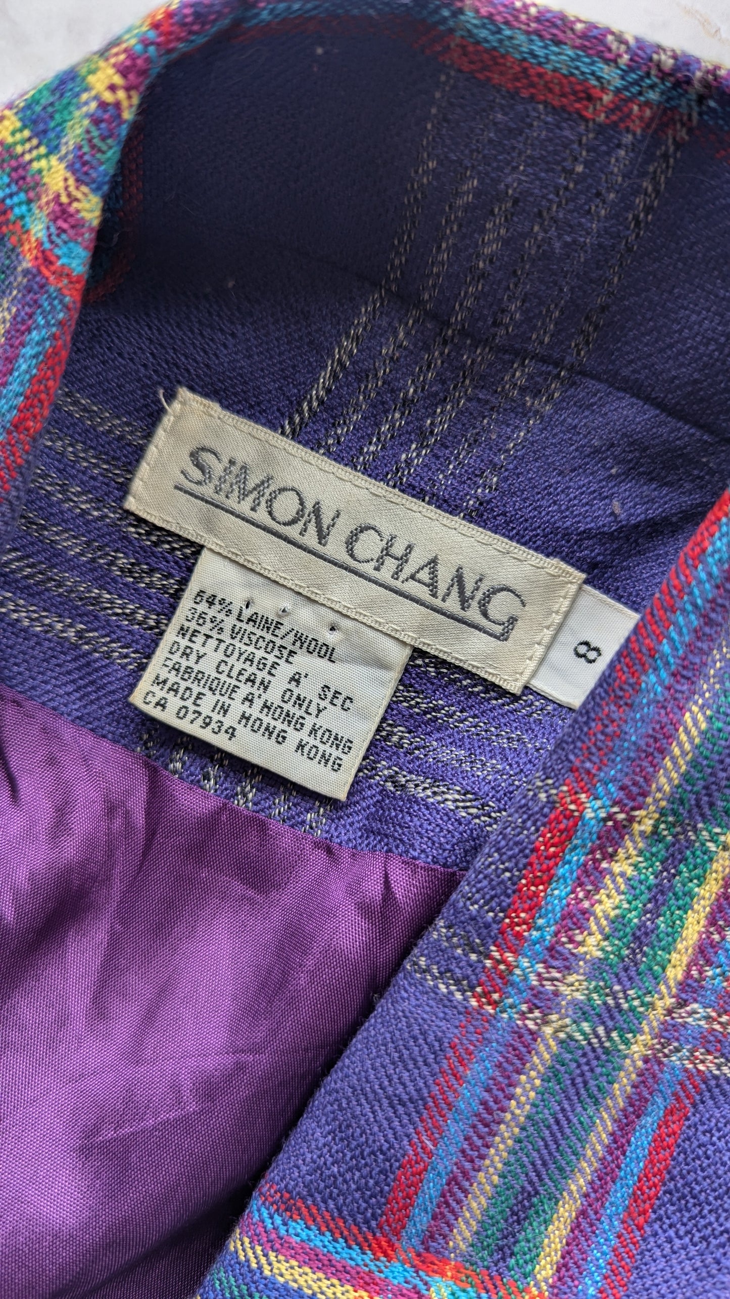 Vintage Simon Chang Cropped Blazer Wool Made in Hong Kong Blazer Size M/L #VIN10