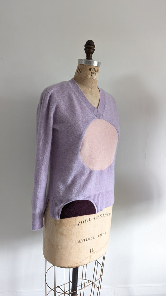 Abstract Art Patched Upcycled Saks Fifth Avenue Cashmere Sweater Size L #ART10