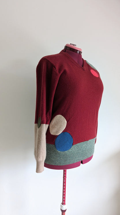 Abstract Art Patched Upcycled Cashmere Sweater L/XL #ART9