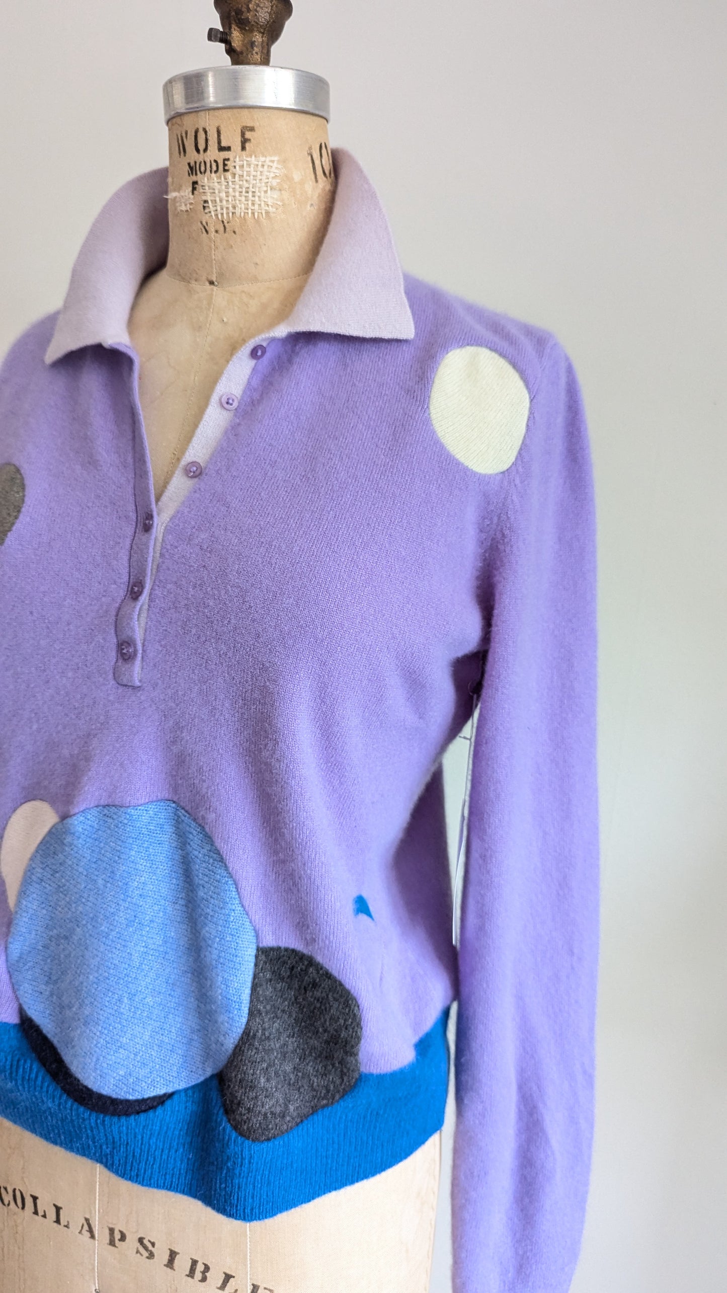 Abstract Art Patched Upcycled Cashmere Sweater Size M/L #ART13