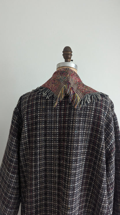 Vivianne Duster with Upcycled Throw Blanket & Tweed Size XL/2X #VIVC16