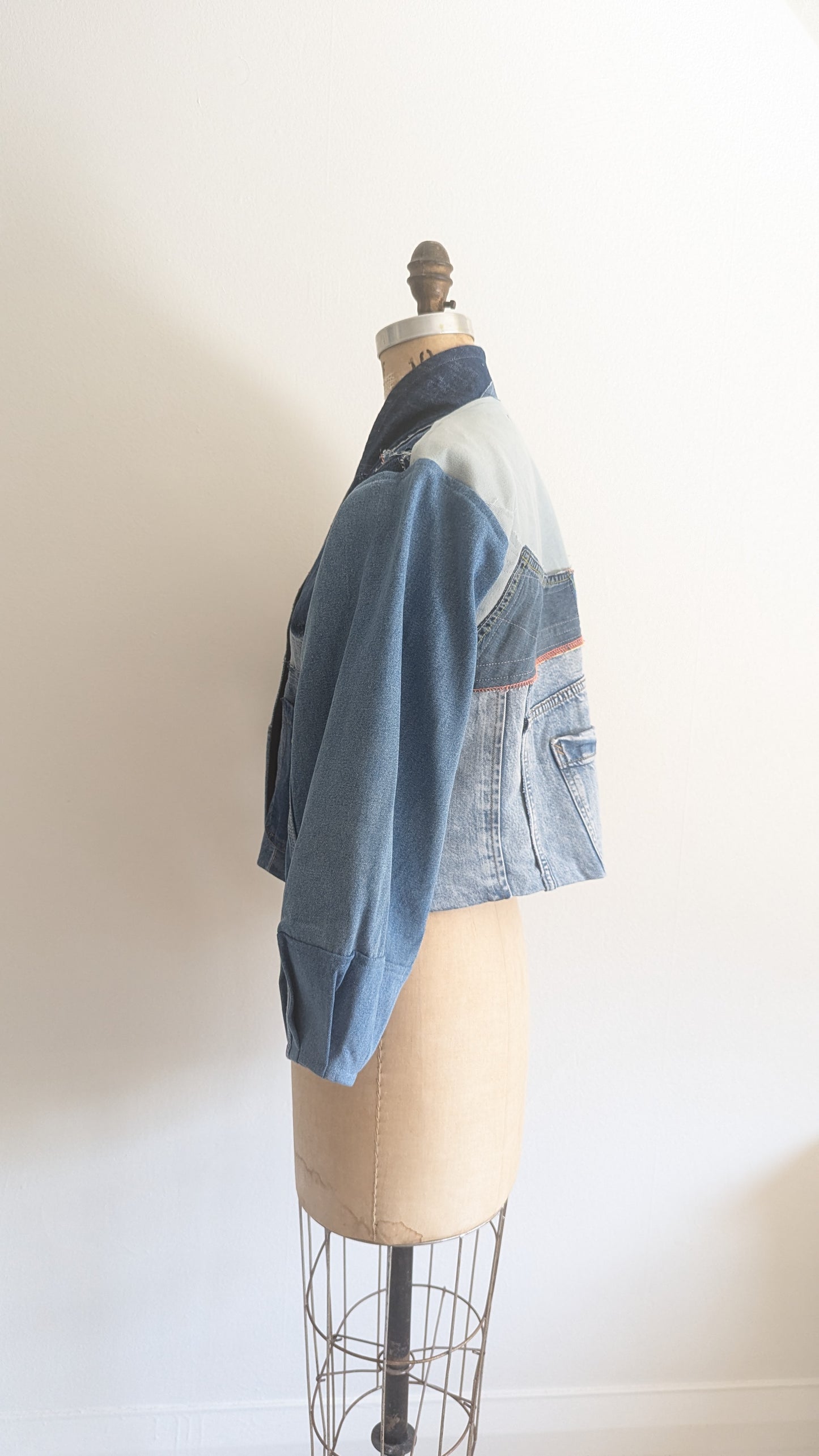 Vivianne Cropped Upcycled Denim Jacket Size XS/S #VIVDEN4