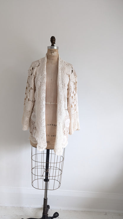 Vivianne Jacket Upcycled Cotton Crochet Size M/L #VIVCR10