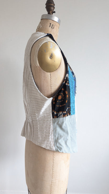 Margo Vest with Patchworked Upcycled Textiles XS/S #MARGOV3