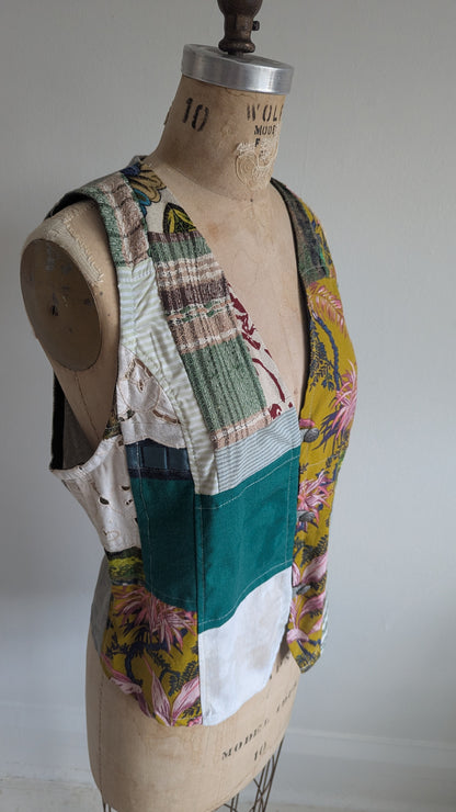 Margo Vest with Patchworked Upcycled Textiles XS/S #MARGOV10