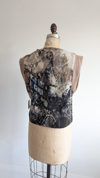 Abstract Art Patched Upcycled Cashmere Vest Size M/L #ARTV21