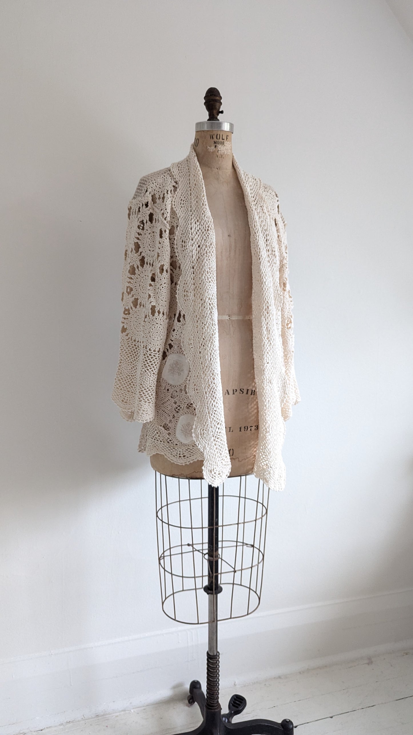 Vivianne Jacket Upcycled Cotton Crochet Size M/L #VIVCR10