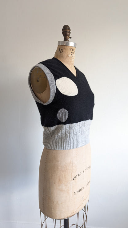 Abstract Art Patched Upcycled Cashmere Vest Size XS/S #ARTV12