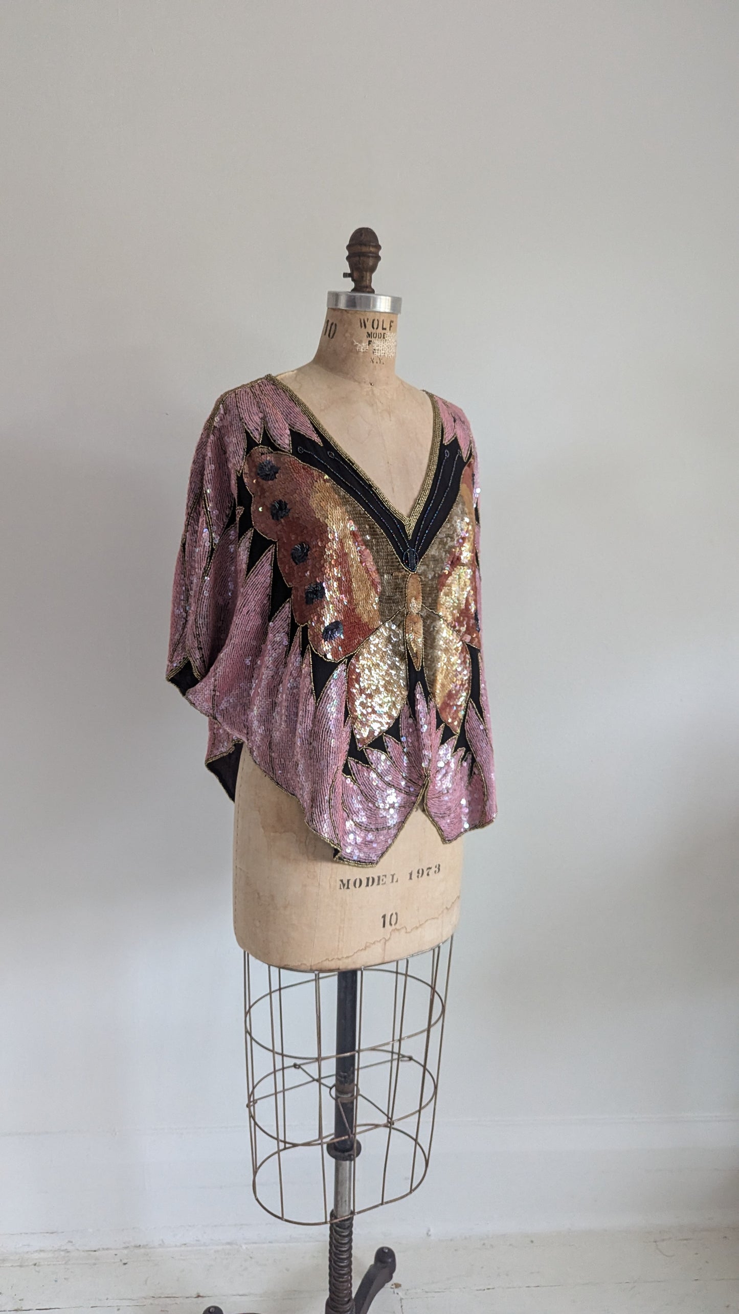 Vintage Beaded Butterfly Top Size M/L #VIN20