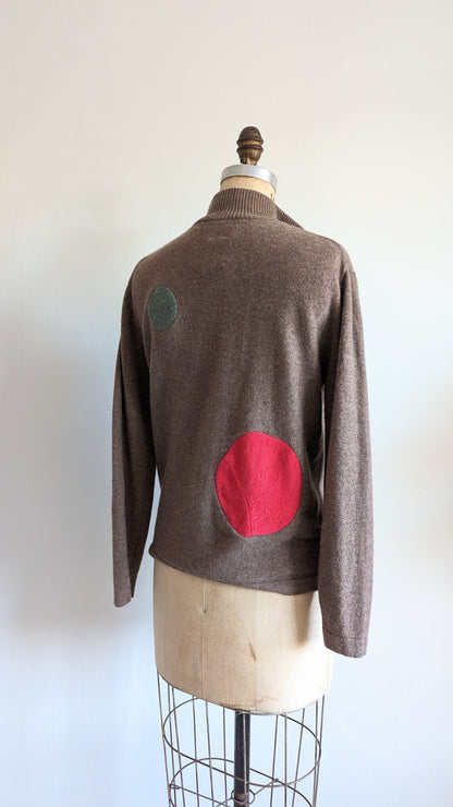 Abstract Art Patched Upcycled Cashmere Sweater L #ART7