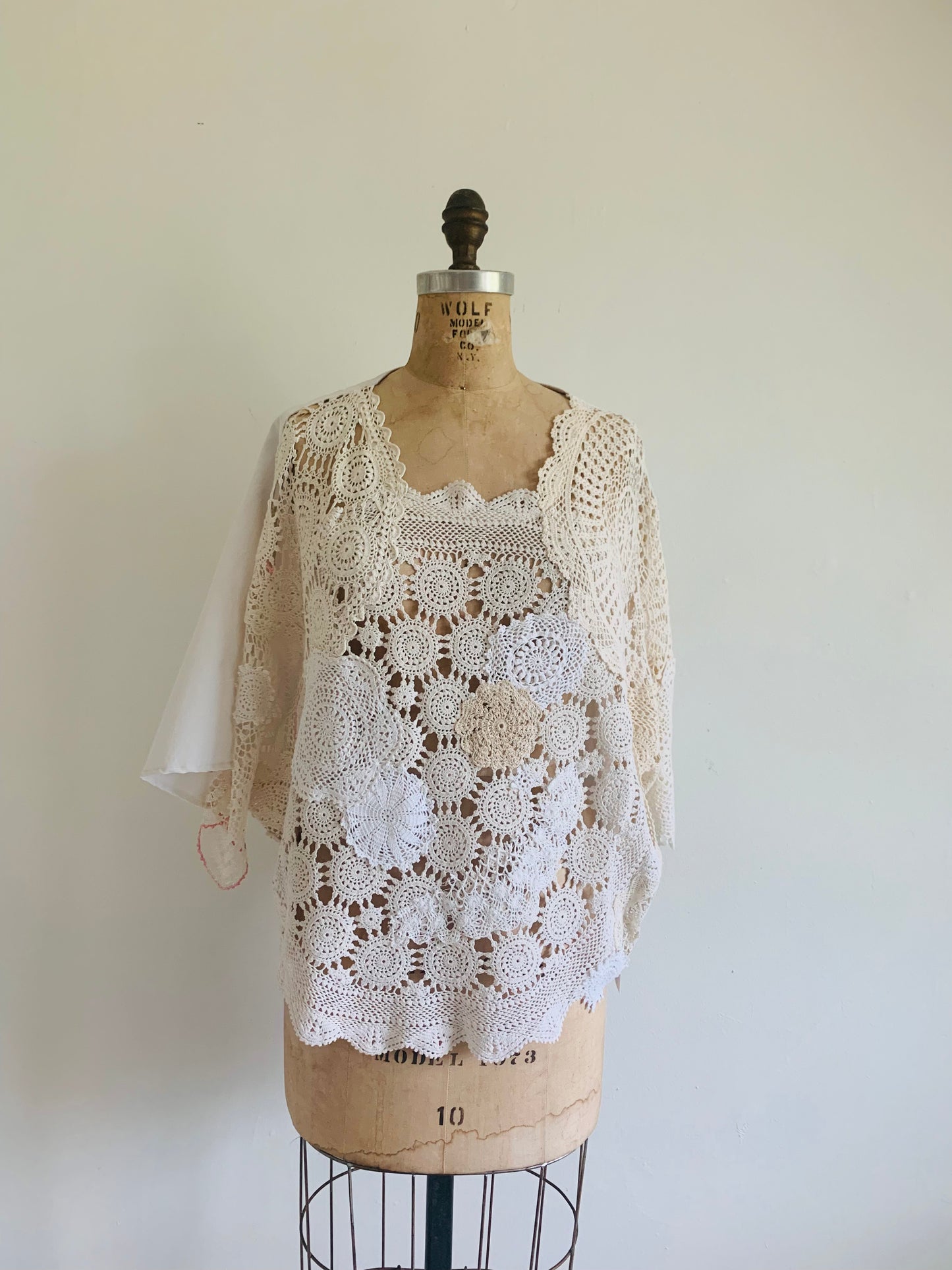 Vintage Crocheted Doily Square Necked Kym Top Size up to 2X #KYMC10