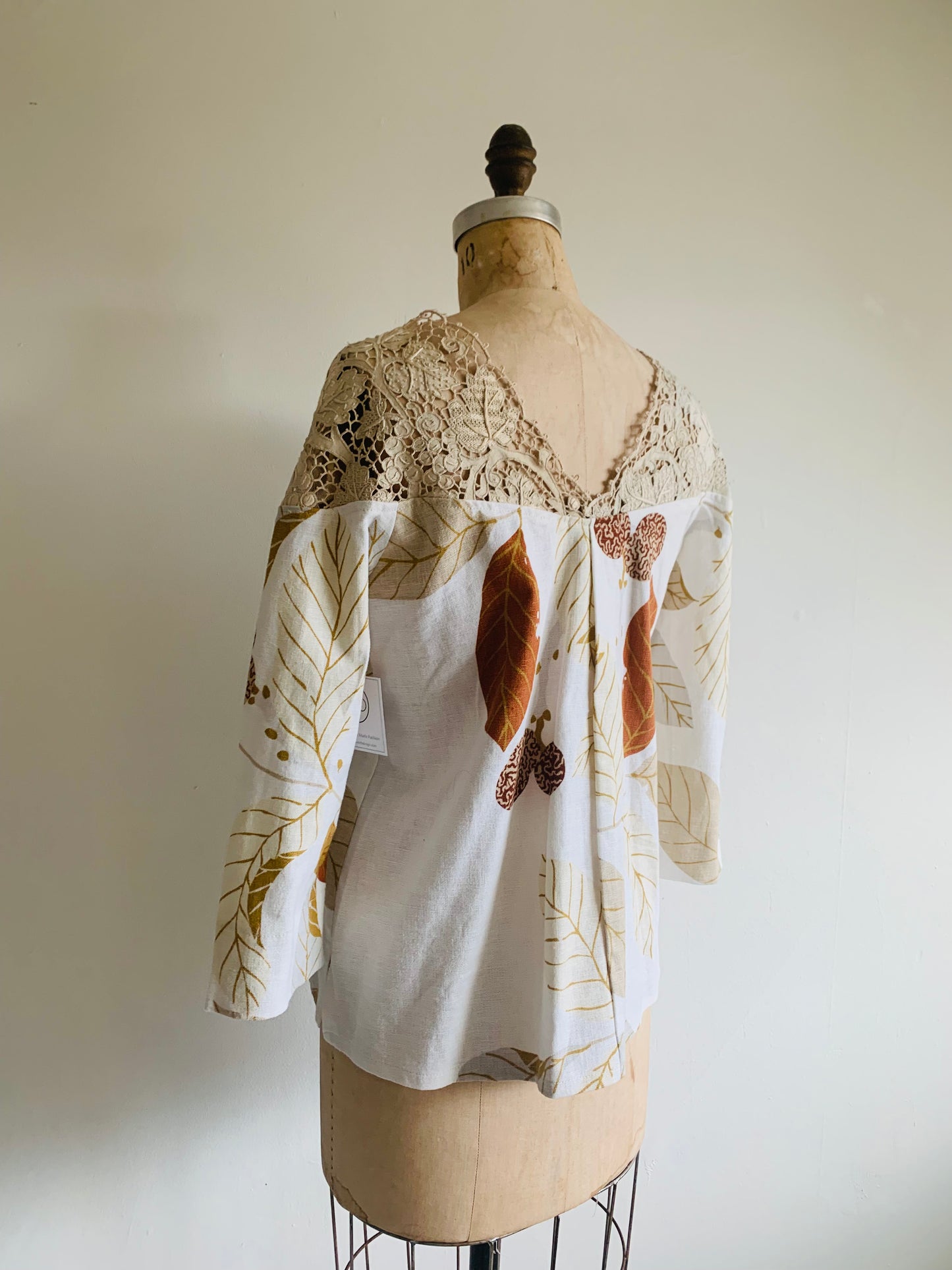 Sienna Top ~ Upcycled Cotton & Vintage Lace Yoke Size XS #SIE1