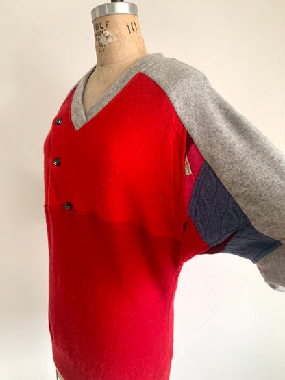 Kym V Neck Pullover Upcycled Patchwork Cashmere Size XS/S #CSH23