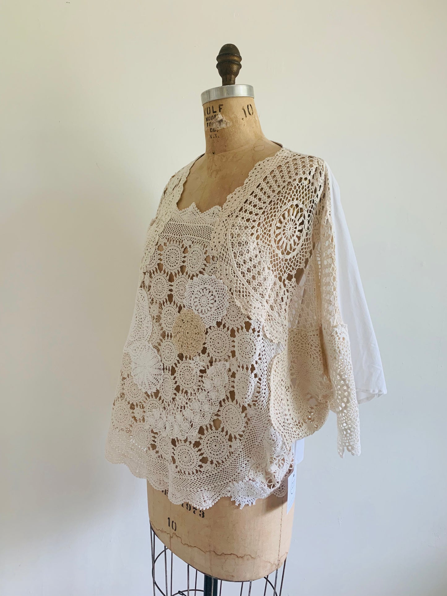 Vintage Crocheted Doily Square Necked Kym Top Size up to 2X #KYMC10