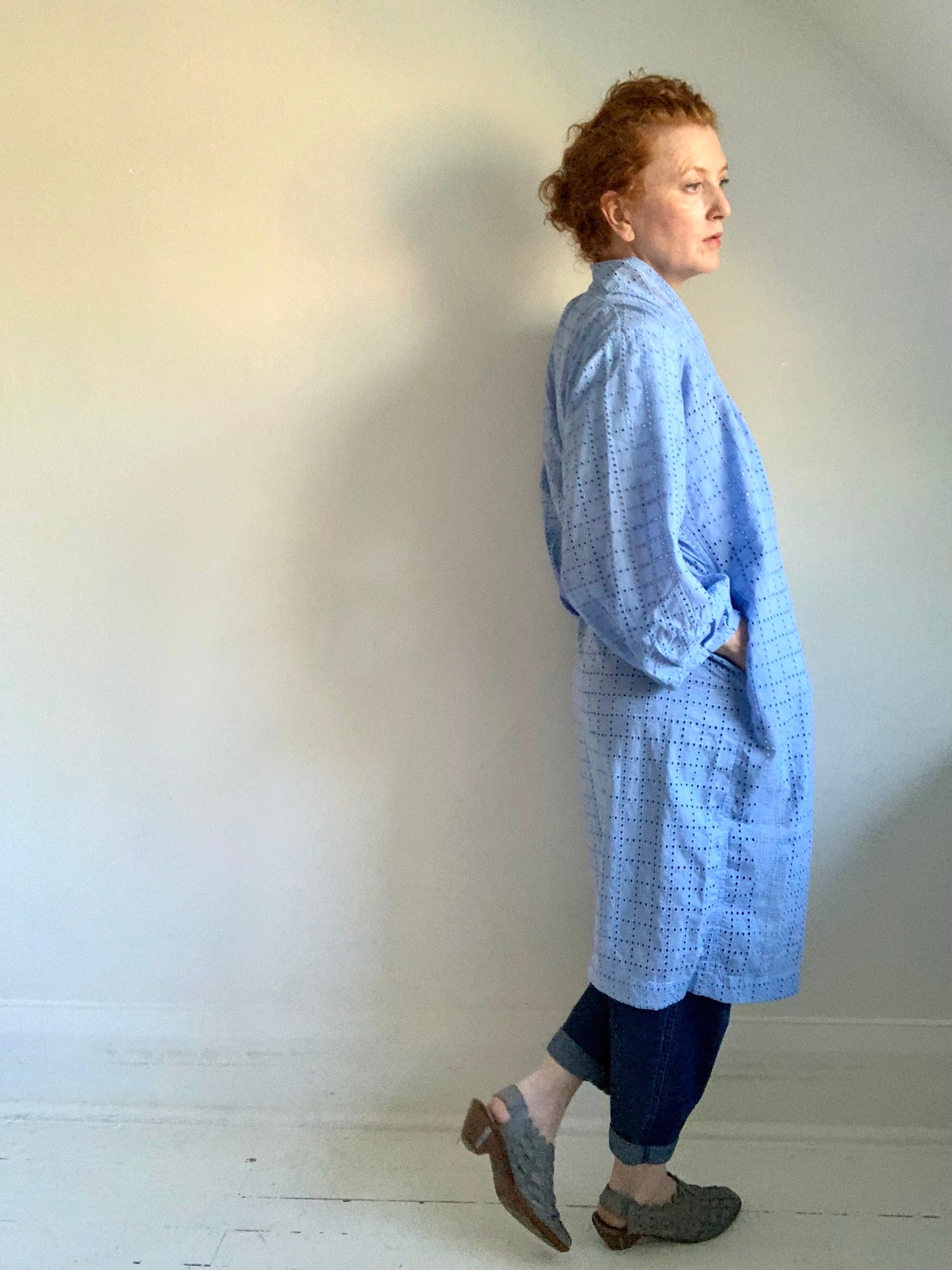 Vivianne Duster with Baby Blue Cotton Eyelet #VIVC19